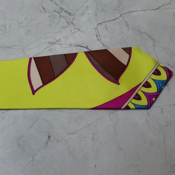Vintage Emilio Pucci Chartreuse Tie - Picture 5 of 8